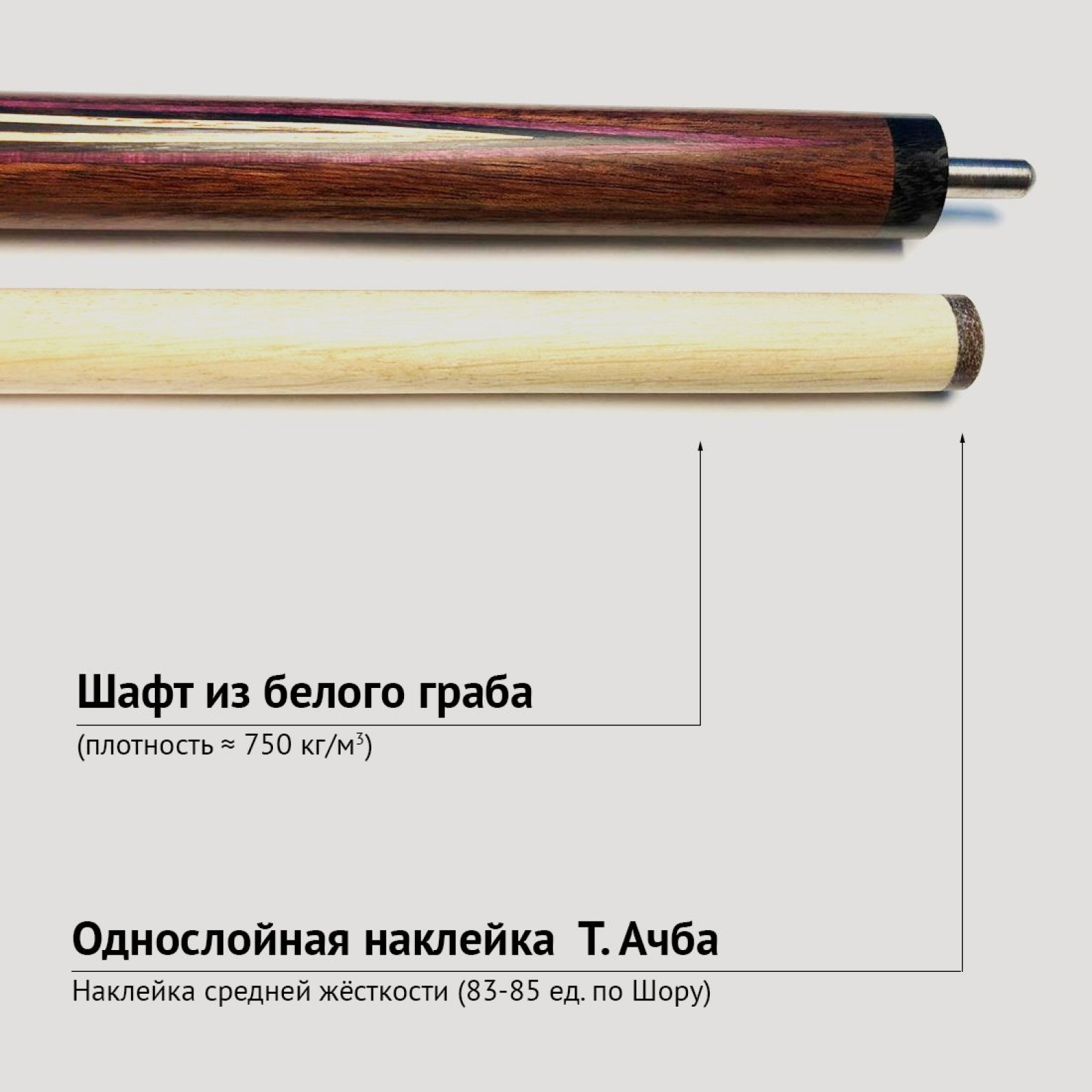 Кий Виктора Бойко из макассара и розвуда с напряжённым запилом цветок 4-х лучевой