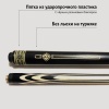 Кий Сергея Чухно из чёрного граба с белыми напряжёнными запилами (6-ти лучевой цветок)