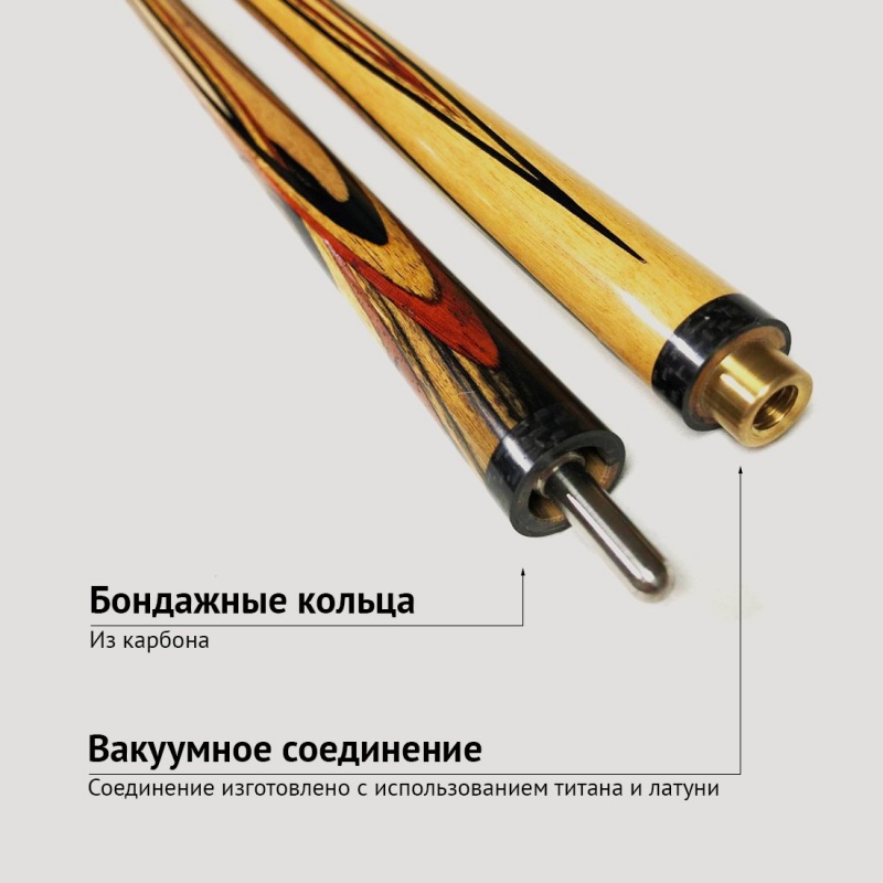 Кий А. Трегубенко из лунного эбена с напряженным запилом 8-ми лучевой цветок
