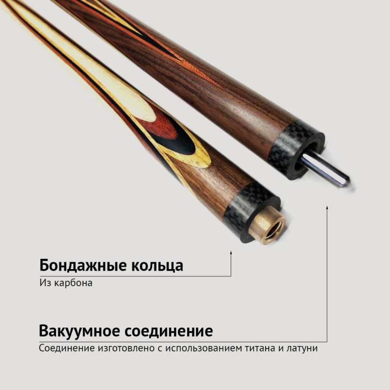 Кий Сергея Чухно из палисандра 6-ти лучевой цветок с напряжённым запилом