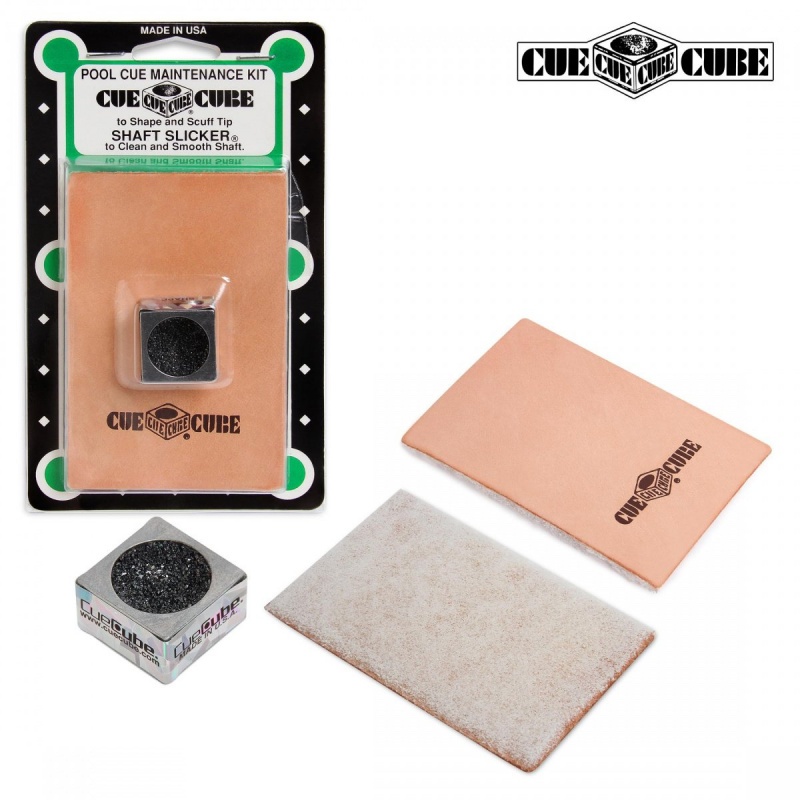 НАБОР ДЛЯ УХОДА ЗА КИЕМ И НАКЛЕЙКОЙ CUE CUBE POOL CUE MAINTENANCE KIT