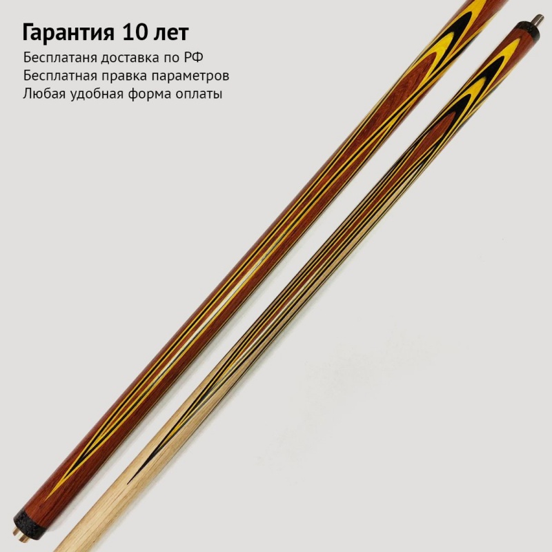 Кий А. Трегубенко из красного эбена с напряженным запилом 8-ми лучевой цветок